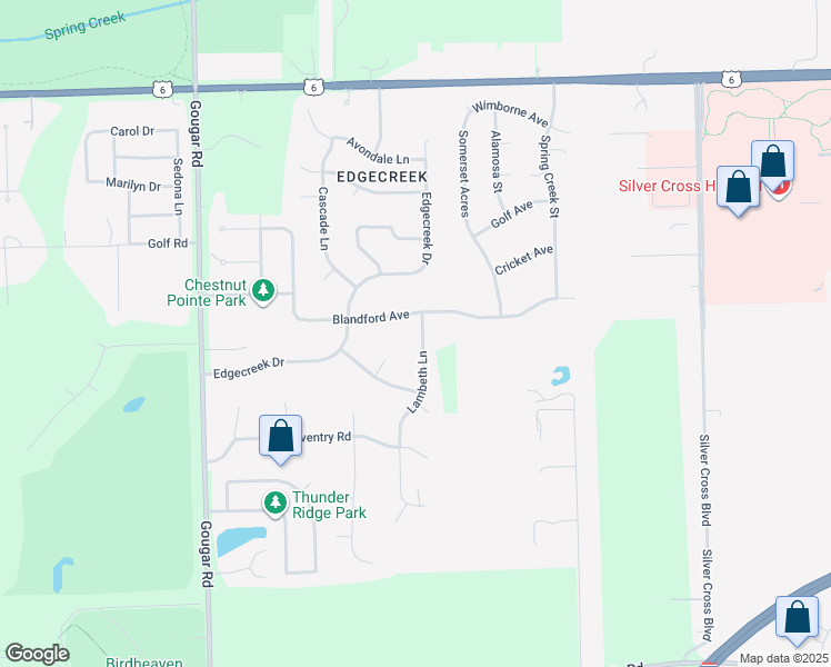 map of restaurants, bars, coffee shops, grocery stores, and more near 779 Lambeth Lane in New Lenox