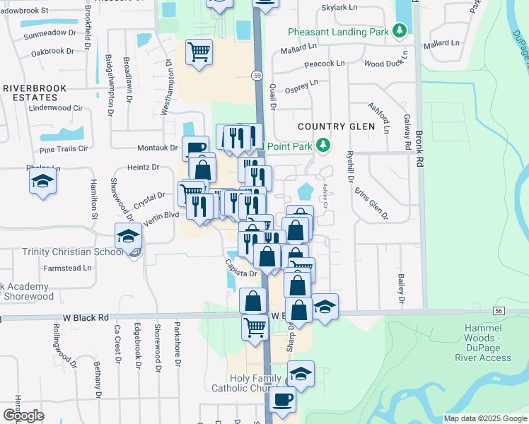map of restaurants, bars, coffee shops, grocery stores, and more near 1111 Brook Forest Avenue in Shorewood