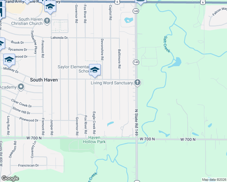 map of restaurants, bars, coffee shops, grocery stores, and more near 717-718 Capitol Rd in Valparaiso