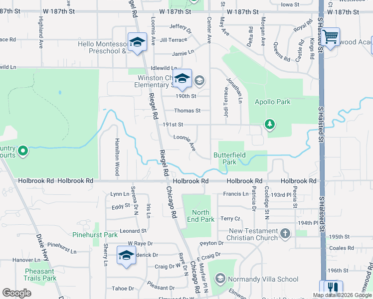 map of restaurants, bars, coffee shops, grocery stores, and more near 1300 Meyer Court in Homewood
