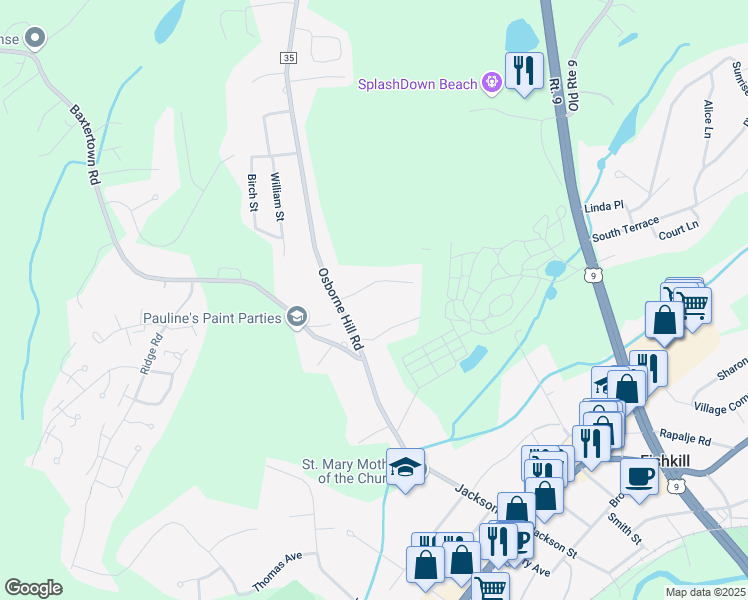 map of restaurants, bars, coffee shops, grocery stores, and more near 12 Van Voorhis Drive in Fishkill