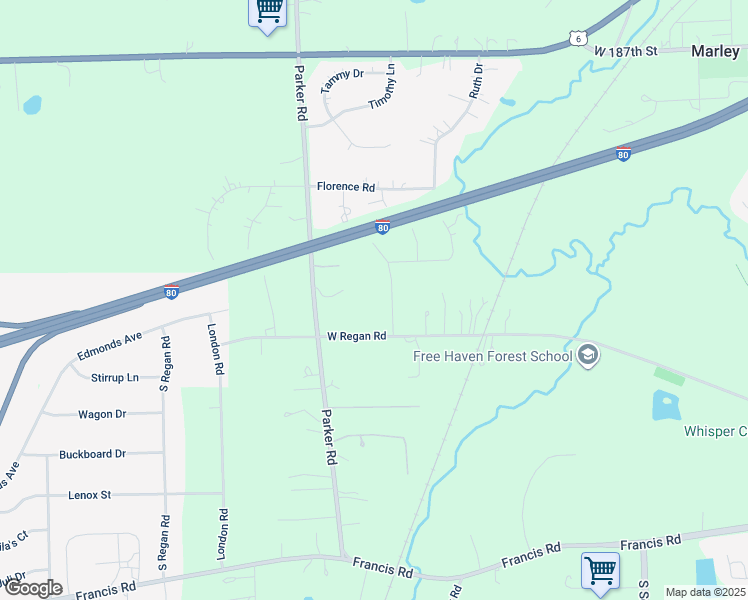 map of restaurants, bars, coffee shops, grocery stores, and more near 19120 South Richard Avenue in Mokena