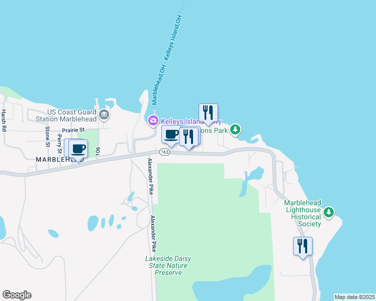 map of restaurants, bars, coffee shops, grocery stores, and more near 206 West Main Street in Lakeside Marblehead