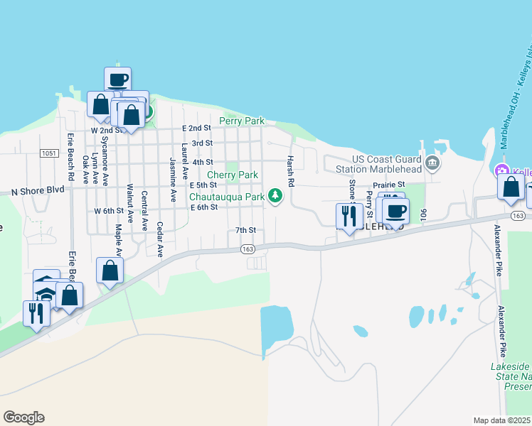 map of restaurants, bars, coffee shops, grocery stores, and more near 617 Poplar Ave in Lakeside Marblehead