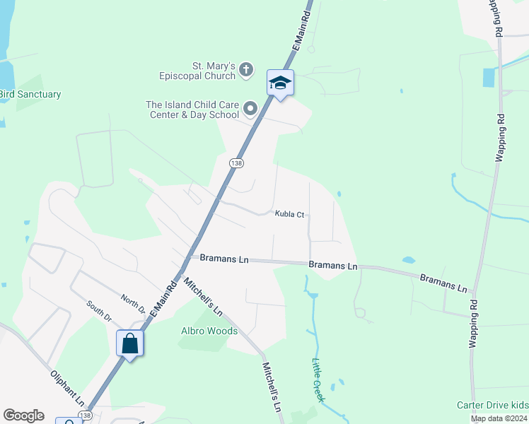 map of restaurants, bars, coffee shops, grocery stores, and more near 88 Woodland Drive in Portsmouth