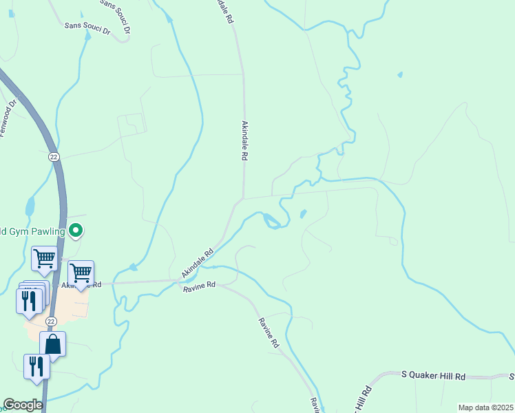 map of restaurants, bars, coffee shops, grocery stores, and more near 10 Cox Road in Pawling