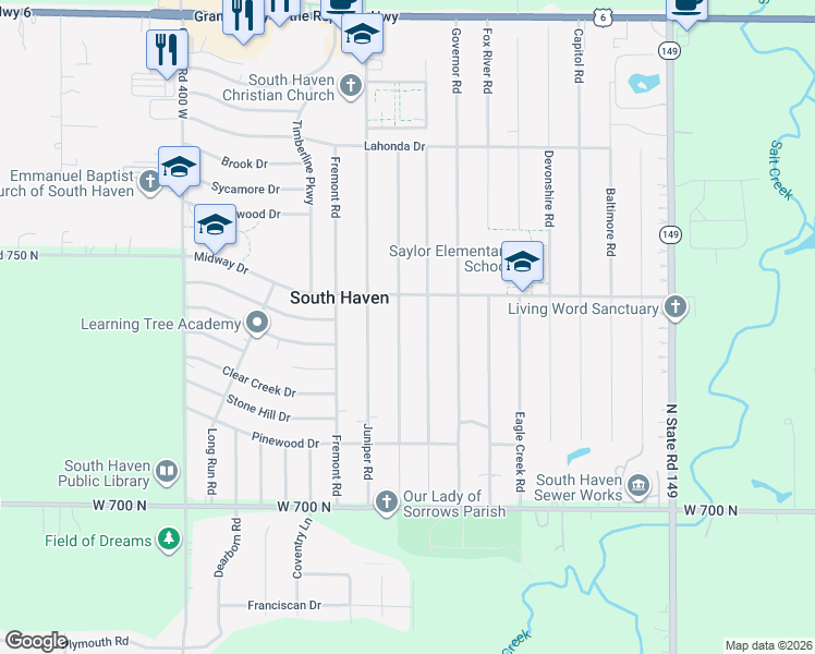 map of restaurants, bars, coffee shops, grocery stores, and more near 731-1 Imperial Road in Valparaiso