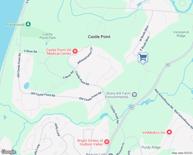 map of restaurants, bars, coffee shops, grocery stores, and more near 16 Castle Point Road in Wappingers Falls