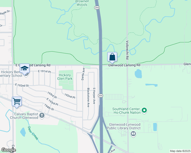 map of restaurants, bars, coffee shops, grocery stores, and more near 241 South Harper Avenue in Glenwood