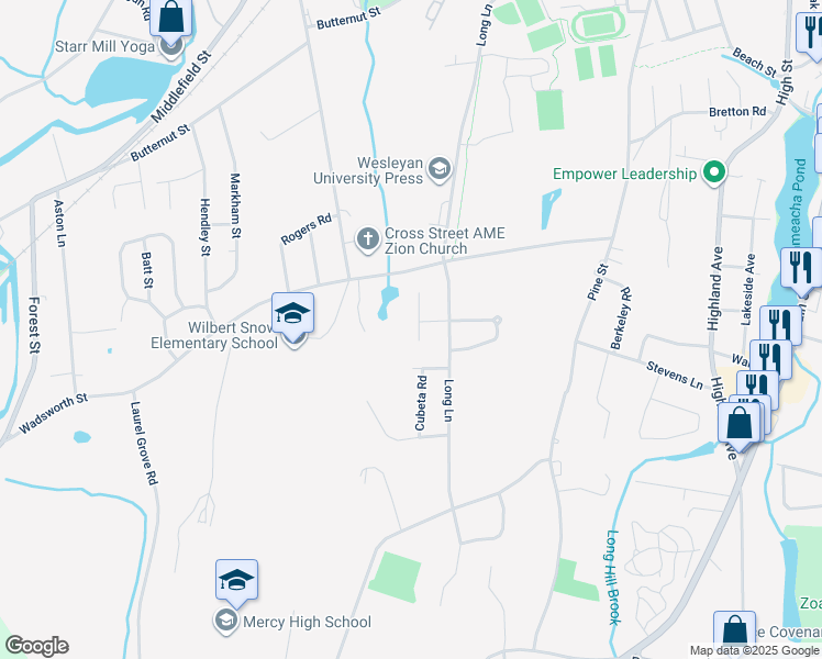 map of restaurants, bars, coffee shops, grocery stores, and more near 71 Clarence Court in Middletown