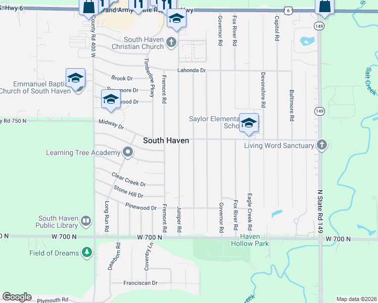 map of restaurants, bars, coffee shops, grocery stores, and more near 731-1 Imperial Road in Valparaiso