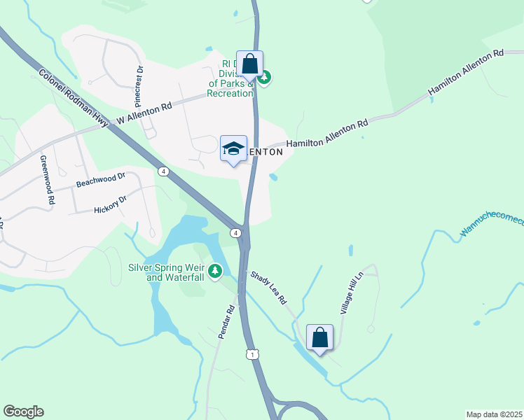 map of restaurants, bars, coffee shops, grocery stores, and more near 1306 Tower Hill Road in North Kingstown