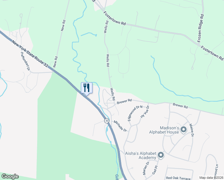map of restaurants, bars, coffee shops, grocery stores, and more near 14 Wells Road in Newburgh