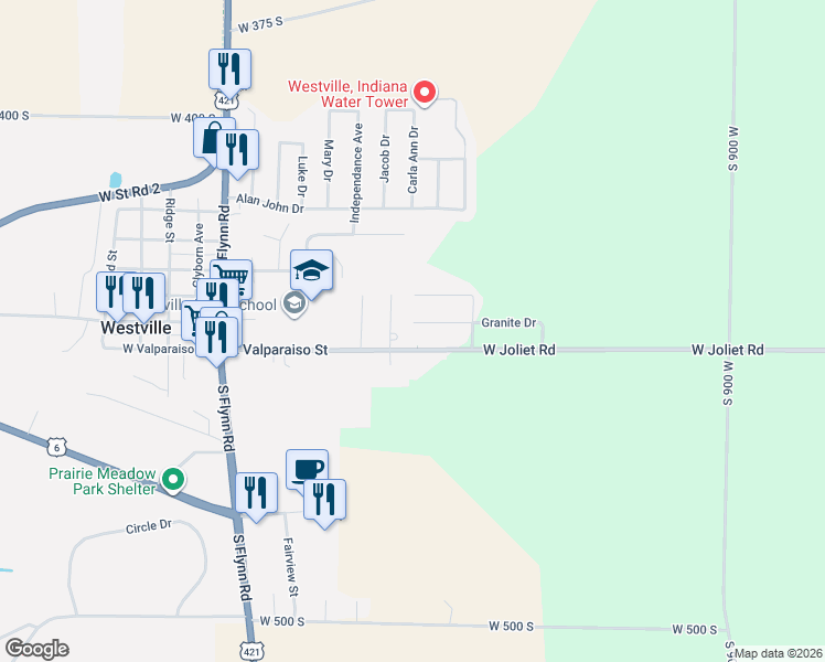 map of restaurants, bars, coffee shops, grocery stores, and more near 2 B Avenue in Westville