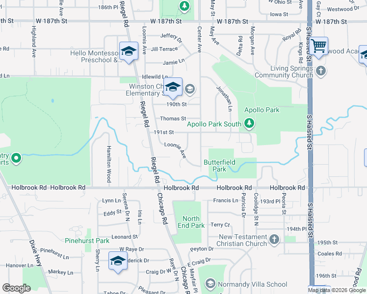 map of restaurants, bars, coffee shops, grocery stores, and more near 19126 Pierce Avenue in Homewood