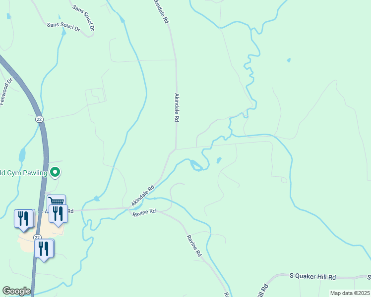 map of restaurants, bars, coffee shops, grocery stores, and more near 10 Cox Road in Pawling