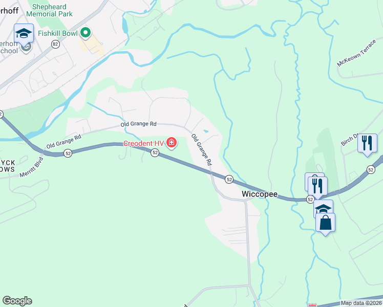 map of restaurants, bars, coffee shops, grocery stores, and more near 1793 New York 52 in Fishkill