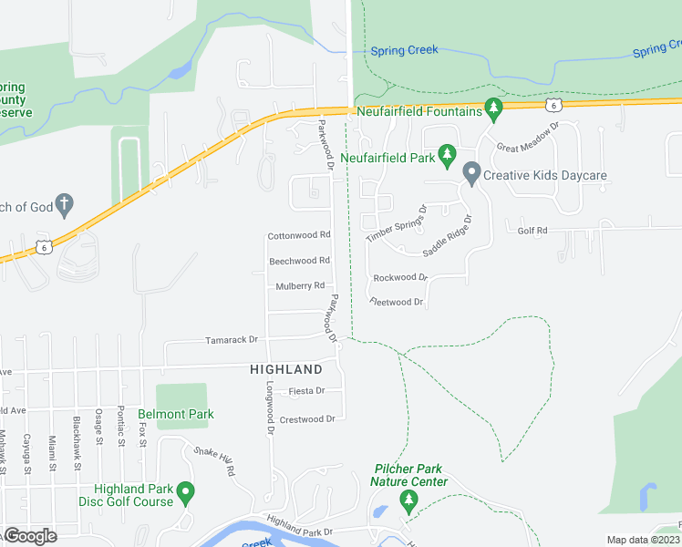 map of restaurants, bars, coffee shops, grocery stores, and more near 810 Parkwood Drive in Joliet