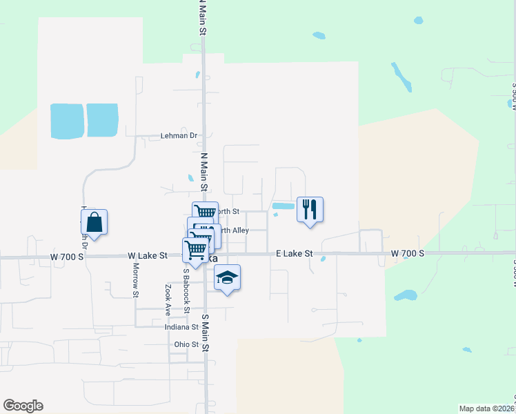 map of restaurants, bars, coffee shops, grocery stores, and more near Pleasant Drive in Topeka