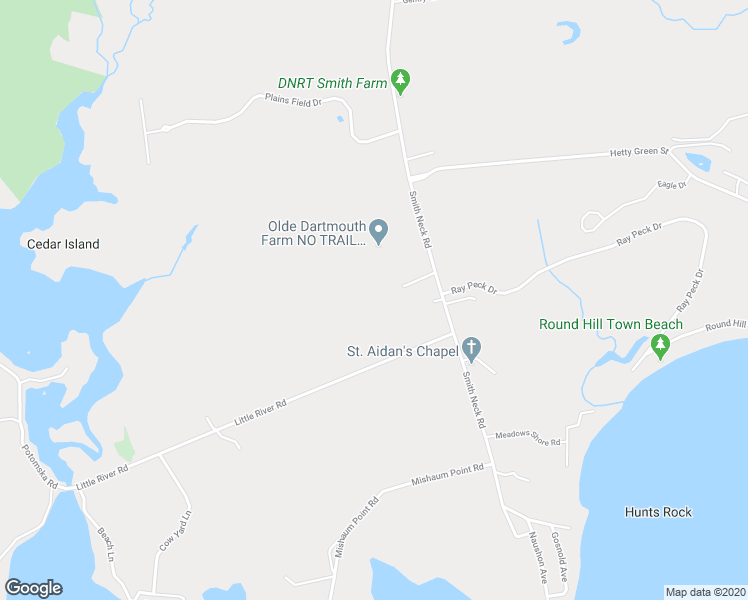 map of restaurants, bars, coffee shops, grocery stores, and more near 2 Beach Rose Lane in Dartmouth