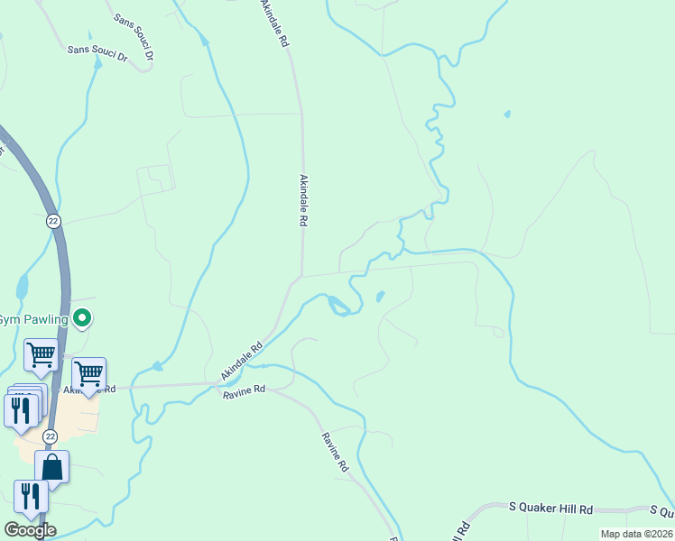 map of restaurants, bars, coffee shops, grocery stores, and more near 23 Cox Road in Pawling