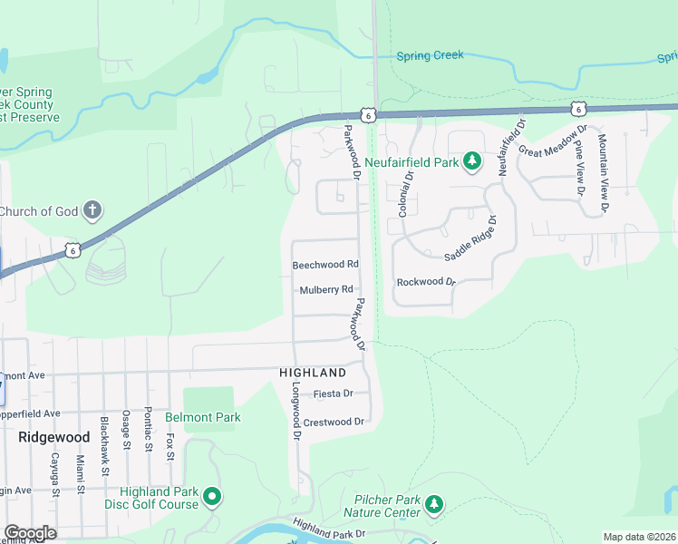 map of restaurants, bars, coffee shops, grocery stores, and more near 2220 Mulberry Road in Joliet
