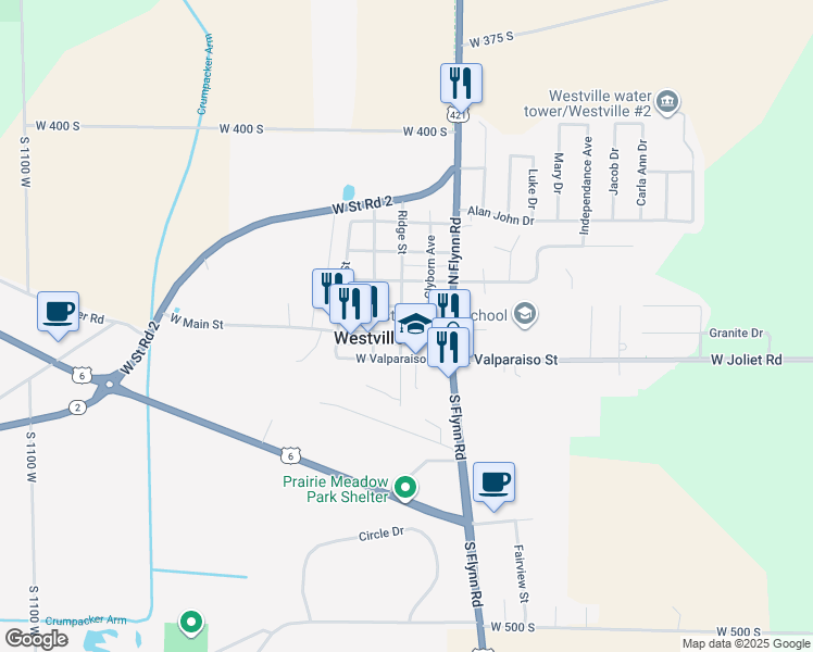 map of restaurants, bars, coffee shops, grocery stores, and more near 252 Walnut Street in Westville