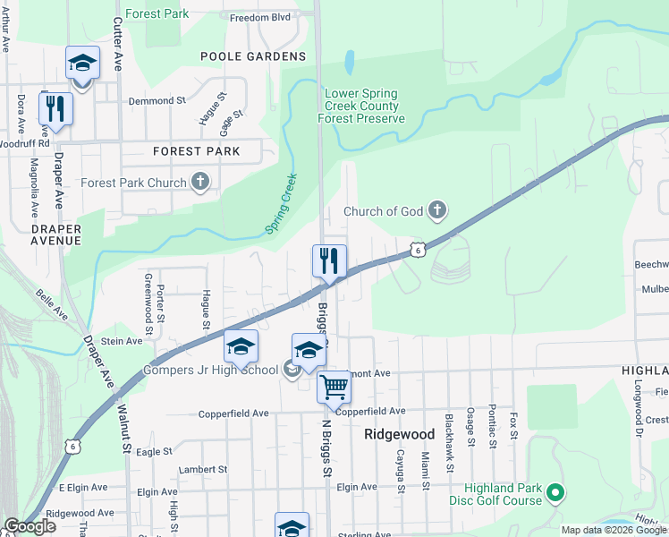 map of restaurants, bars, coffee shops, grocery stores, and more near 915 Deep Haven Drive in Joliet