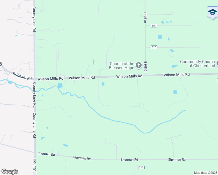map of restaurants, bars, coffee shops, grocery stores, and more near 7313 Wilson Mills Road in Chesterland