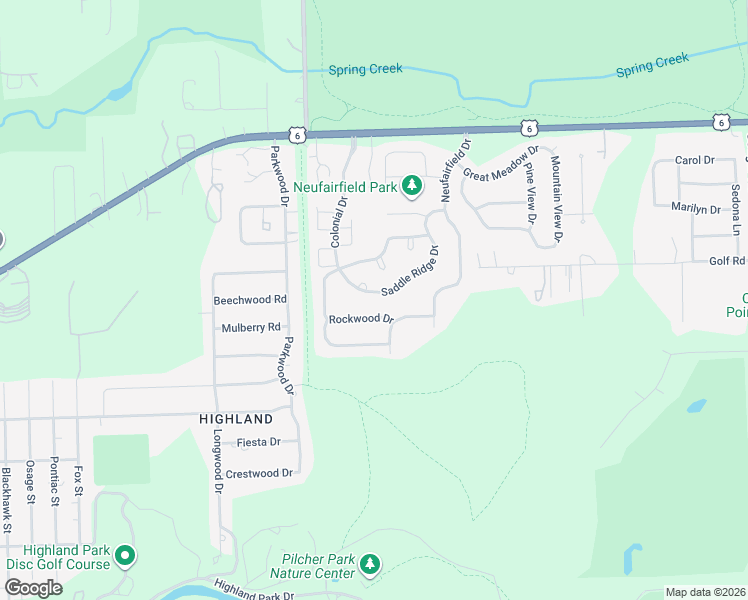 map of restaurants, bars, coffee shops, grocery stores, and more near 2447 Saddle Ridge Drive in Joliet