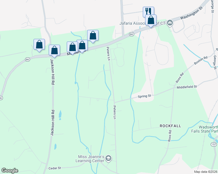map of restaurants, bars, coffee shops, grocery stores, and more near 59 Peters Lane in Middlefield