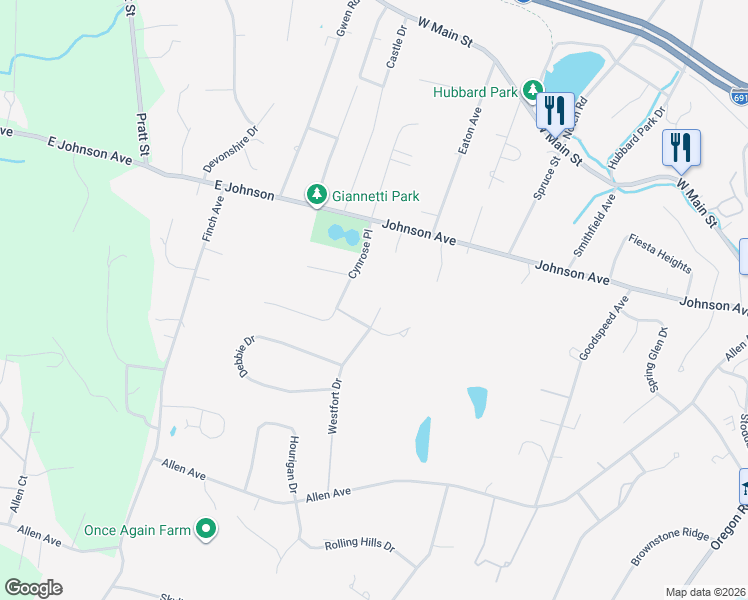 map of restaurants, bars, coffee shops, grocery stores, and more near 230 Westfort Drive in Meriden