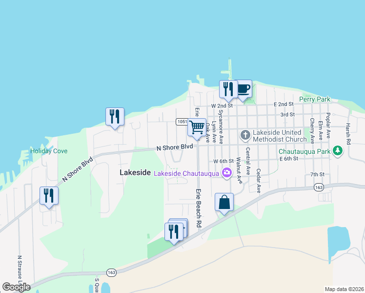 map of restaurants, bars, coffee shops, grocery stores, and more near 475 Westwood Dr in Lakeside Marblehead