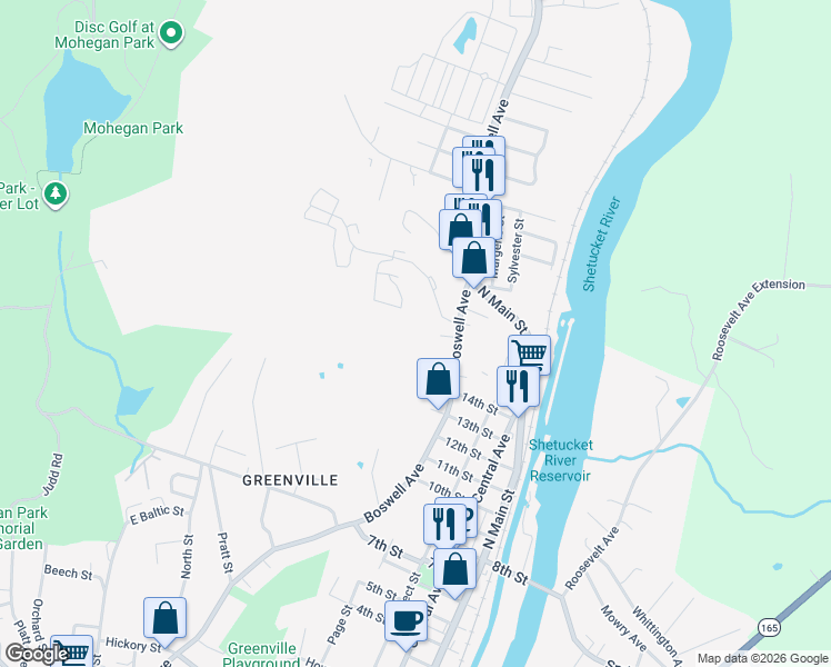 map of restaurants, bars, coffee shops, grocery stores, and more near 23 Kendall Street in Norwich
