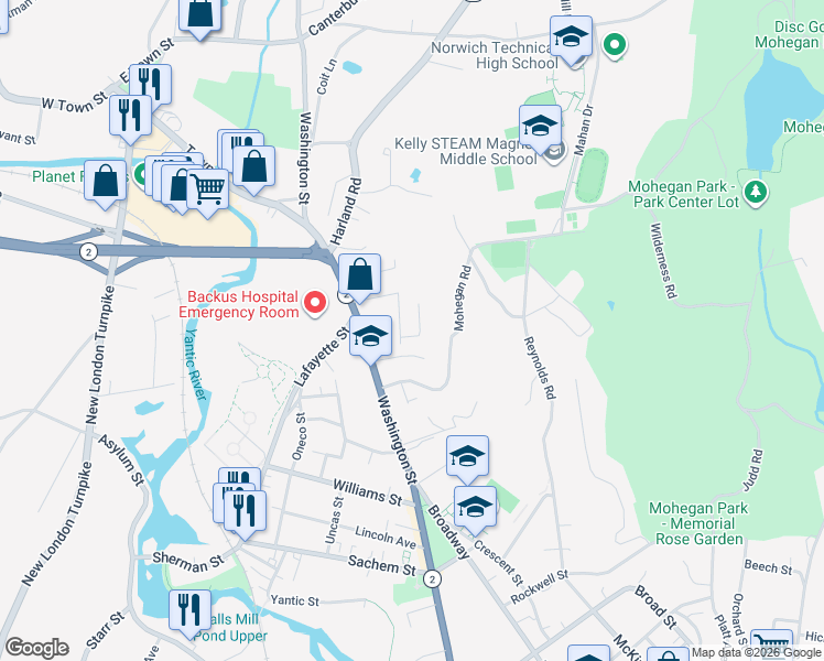 map of restaurants, bars, coffee shops, grocery stores, and more near 2 Julian Terrace in Norwich