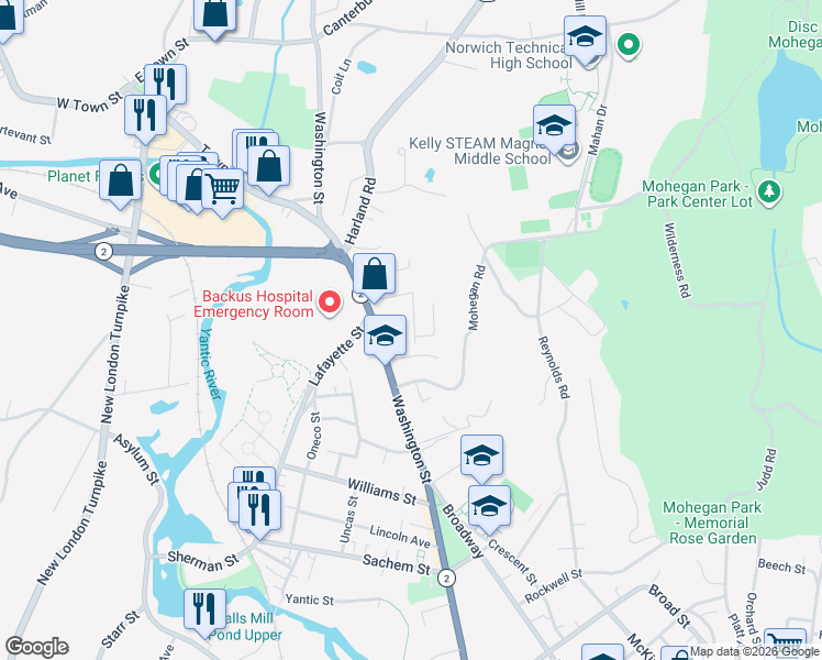 map of restaurants, bars, coffee shops, grocery stores, and more near 2 Julian Terrace in Norwich