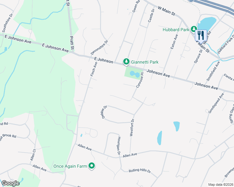 map of restaurants, bars, coffee shops, grocery stores, and more near 54 Ian Drive in Meriden