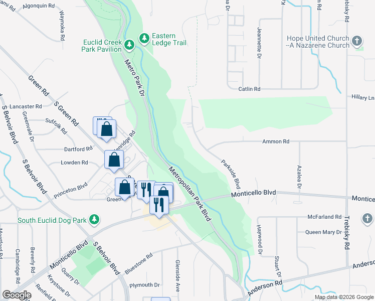 map of restaurants, bars, coffee shops, grocery stores, and more near in Cuyahoga County