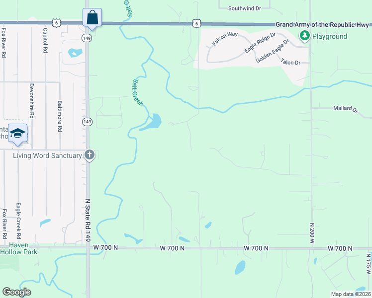 map of restaurants, bars, coffee shops, grocery stores, and more near 248 Papillon Drive in Valparaiso