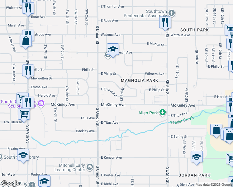 map of restaurants, bars, coffee shops, grocery stores, and more near 137 East Maxwelton Drive in Des Moines