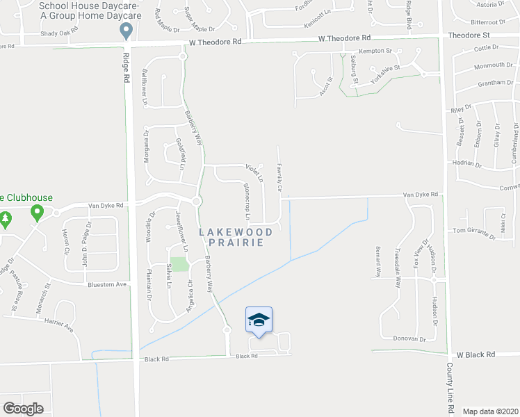 map of restaurants, bars, coffee shops, grocery stores, and more near 1117 Violet Lane in Joliet