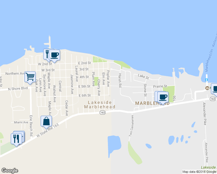 map of restaurants, bars, coffee shops, grocery stores, and more near 556 Poplar Avenue in Lakeside Marblehead