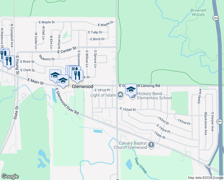 map of restaurants, bars, coffee shops, grocery stores, and more near 830 East 191st Street in Glenwood