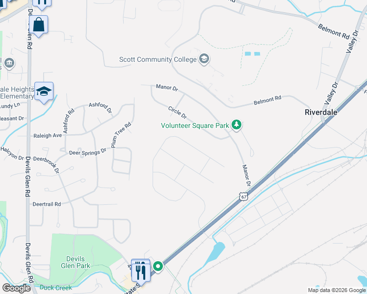 map of restaurants, bars, coffee shops, grocery stores, and more near 362 Linda Lane in Riverdale