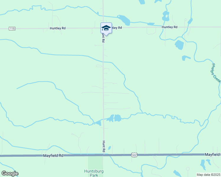map of restaurants, bars, coffee shops, grocery stores, and more near 12101 Hunt Road in Huntsburg