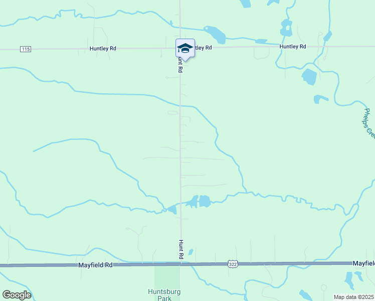 map of restaurants, bars, coffee shops, grocery stores, and more near 12101 Hunt Road in Huntsburg