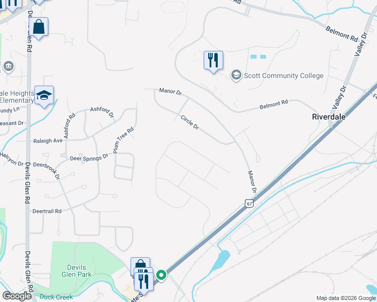 map of restaurants, bars, coffee shops, grocery stores, and more near 362 Linda Lane in Riverdale