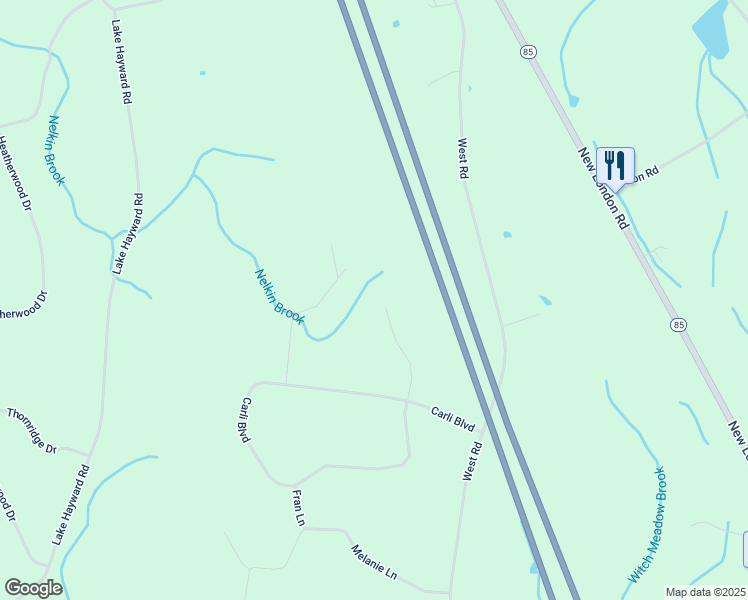 map of restaurants, bars, coffee shops, grocery stores, and more near 61 Shady Brook Lane in Colchester