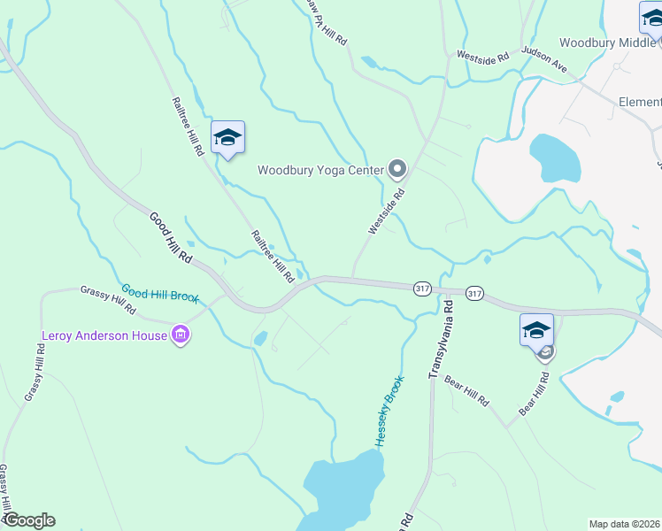 map of restaurants, bars, coffee shops, grocery stores, and more near 58 Good Hill Road in Woodbury