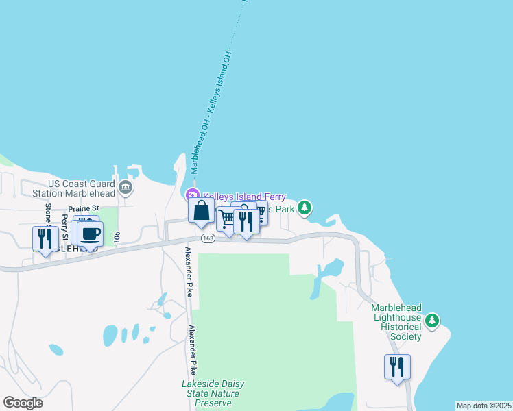 map of restaurants, bars, coffee shops, grocery stores, and more near 133 Clemons Street in Ottawa County